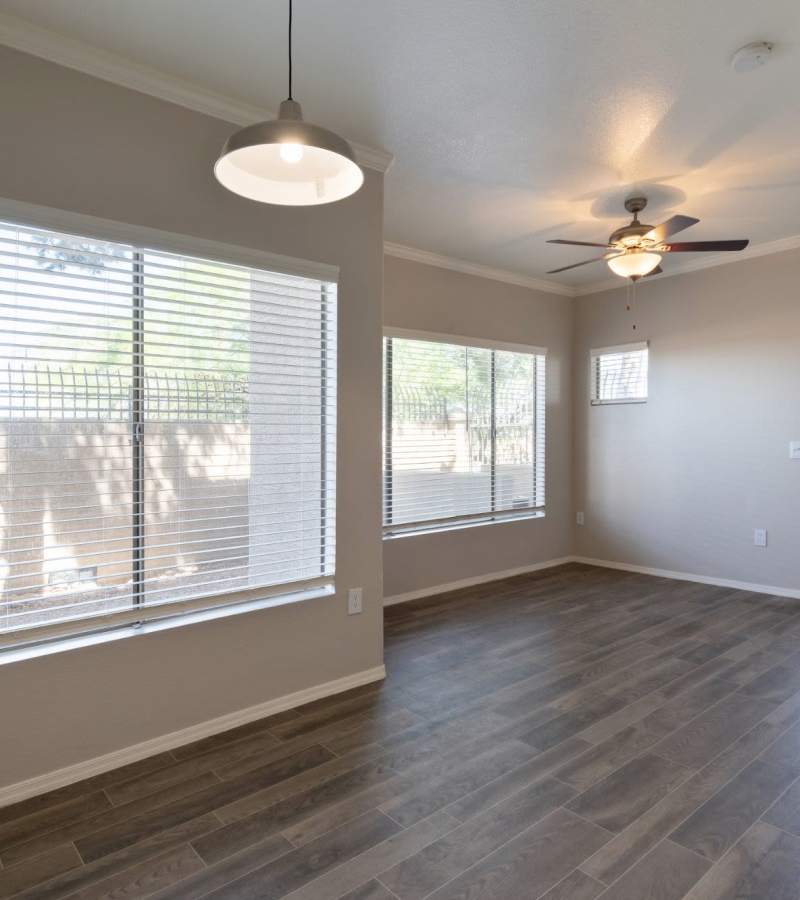 Empty room with hardwood flooring  at Sol District in Phoenix, Arizona