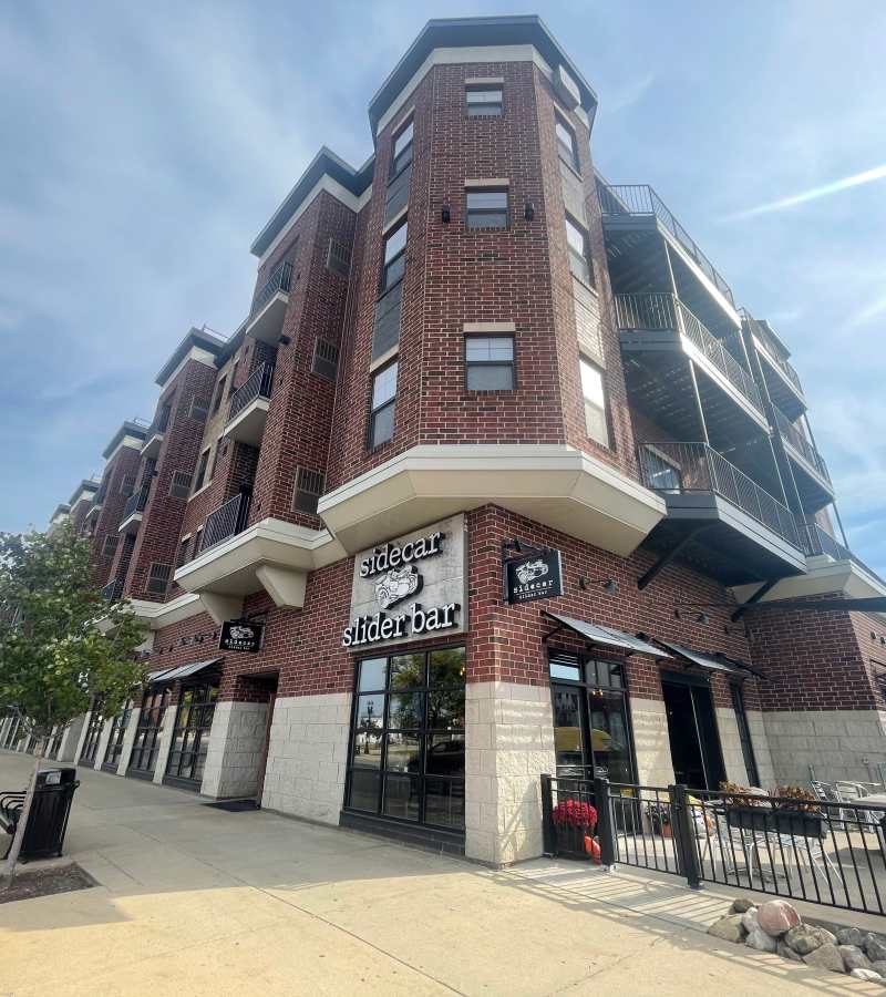 Bathroom area at Stadium District Apartments in Lansing, Michigan 