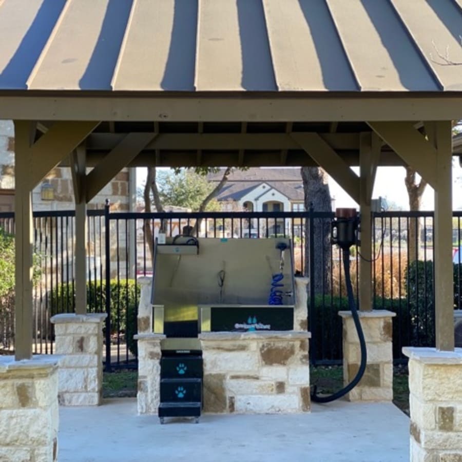 Outdoor bbq station at Lookout Hollow in Selma, Texas