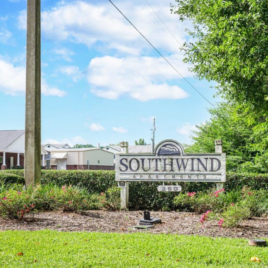 signage outside at Southwind Apartments in Richland, Mississippi