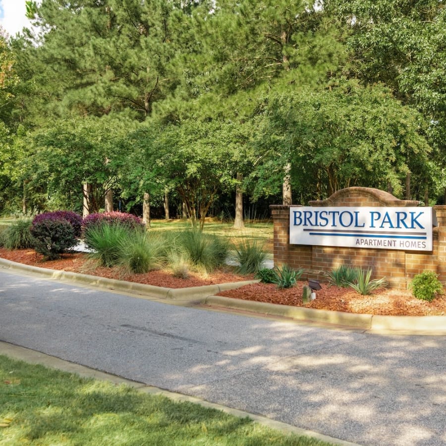 Community driveway into Bristol Park in Fayetteville, North Carolina