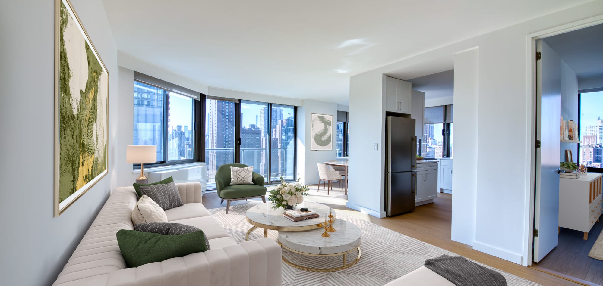 Beautiful living room with spectacular views at 301 E 94th Street in New York, New York
