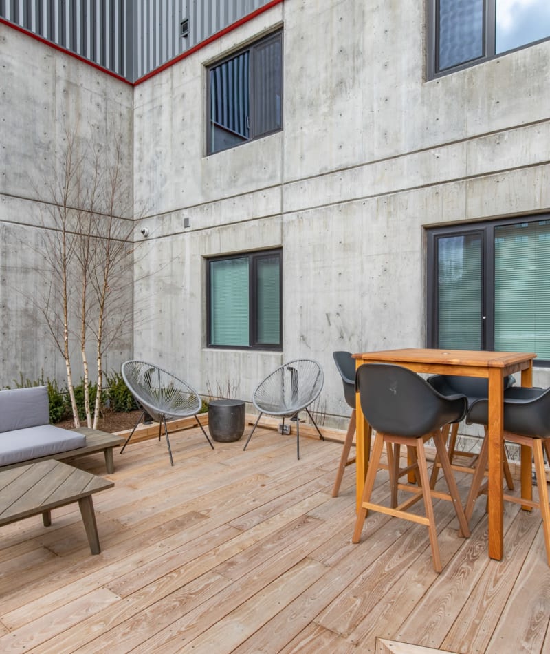 Shared kitchen at Rutledge Flats in Nashville, Tennessee