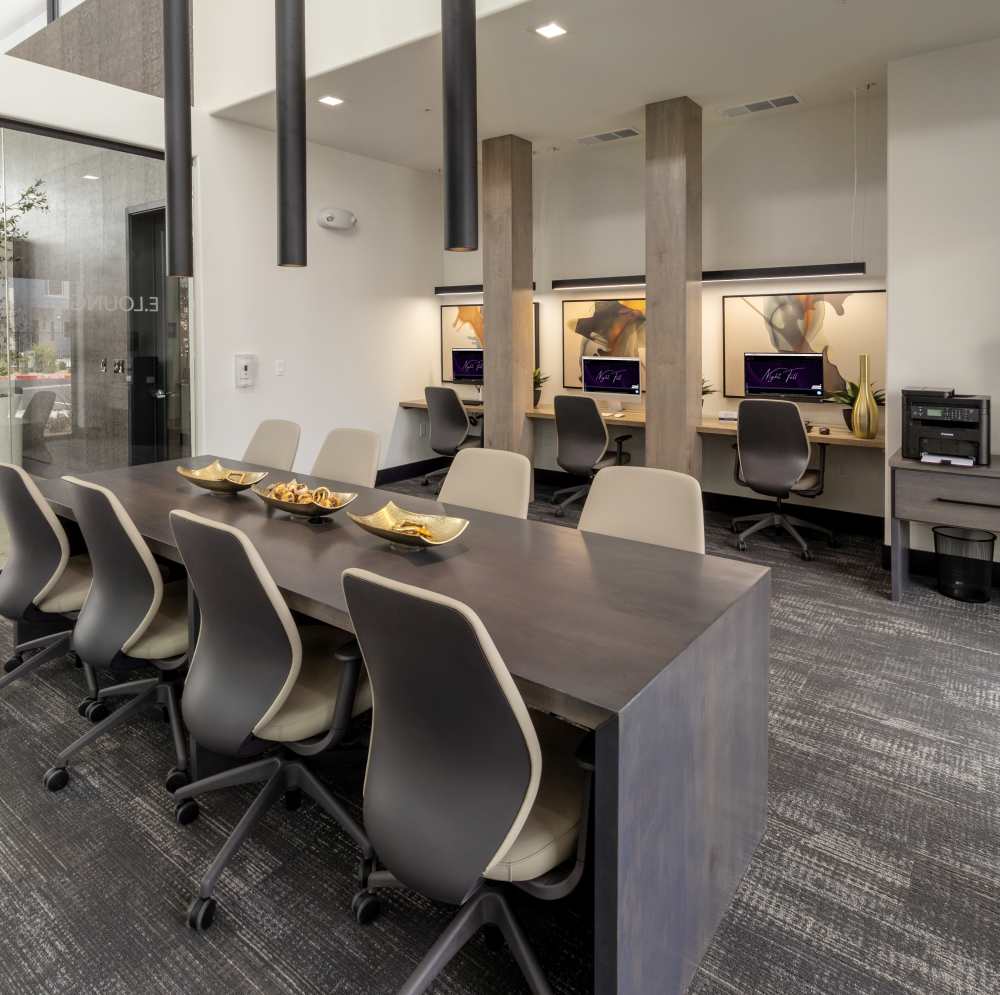 Conference room with coworking stations at Continuum Apartments in Las Vegas, Nevada