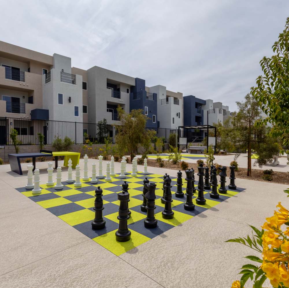 Outdoor chess area at Continuum Apartments in Las Vegas, Nevada