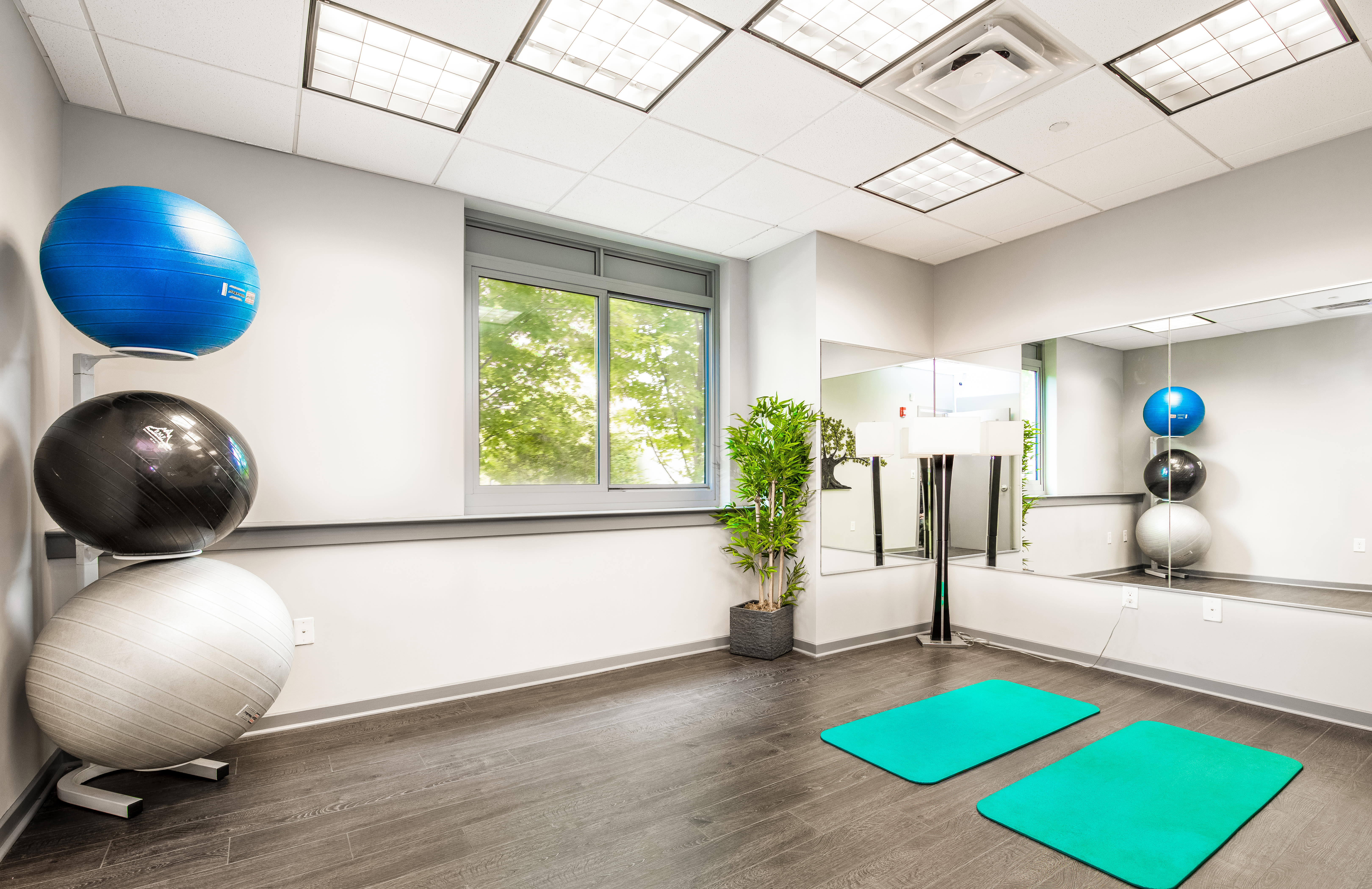 Yoga room at The George New Brunswick in New Brunswick, New Jersey