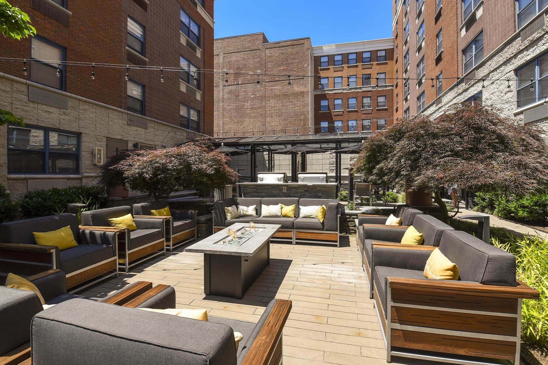 Courtyard with chairs at The Monroe, Morristown, New Jersey