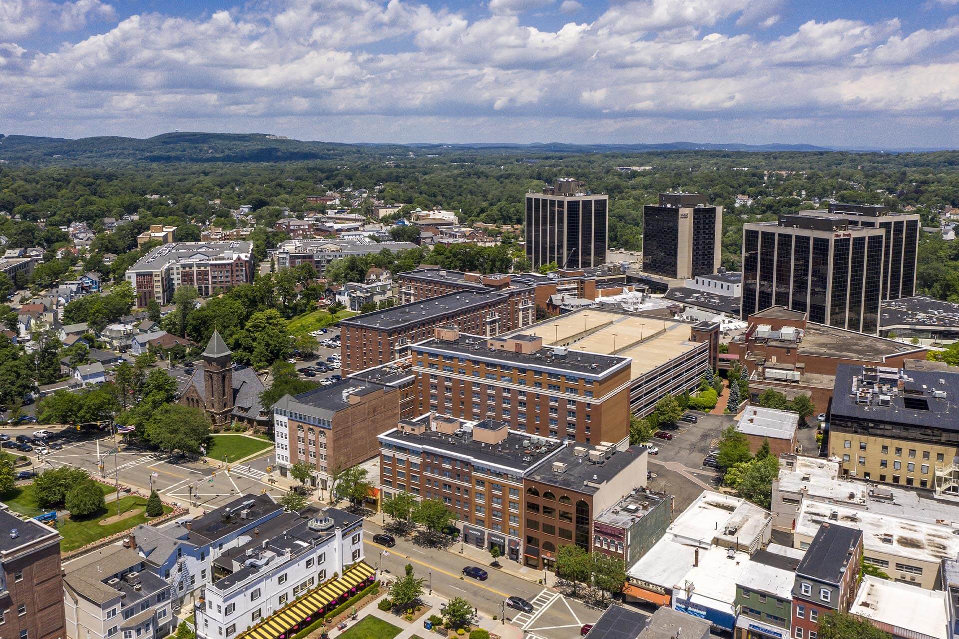 Arial view of the apartments at The Monroe, Morristown, New Jersey