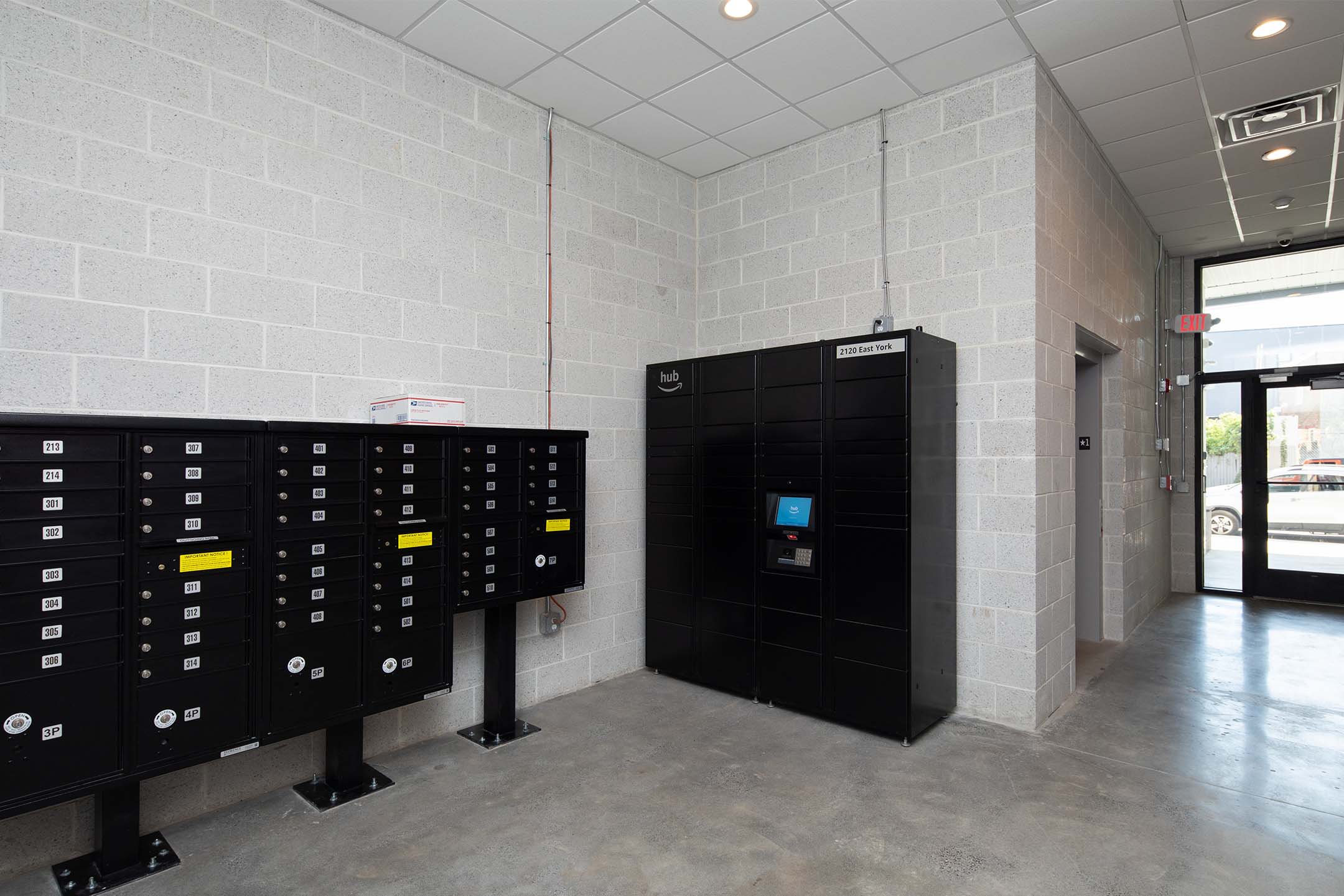 Amazon hub apartment locker  at Metal Works in Philadelphia, Pennsylvania