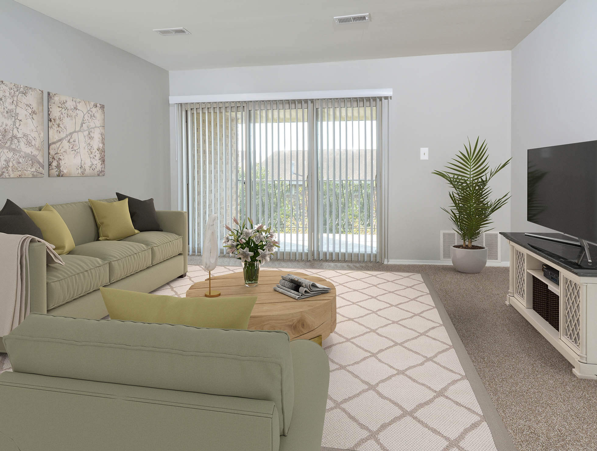 Living room with slide door at Greenspring, York, Pennsylvania