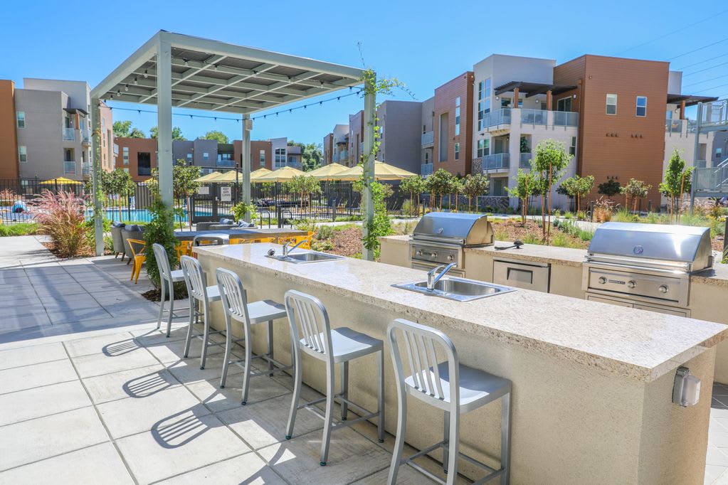 Outdoor grill station at Sutter Green Apartments in Sacramento, California