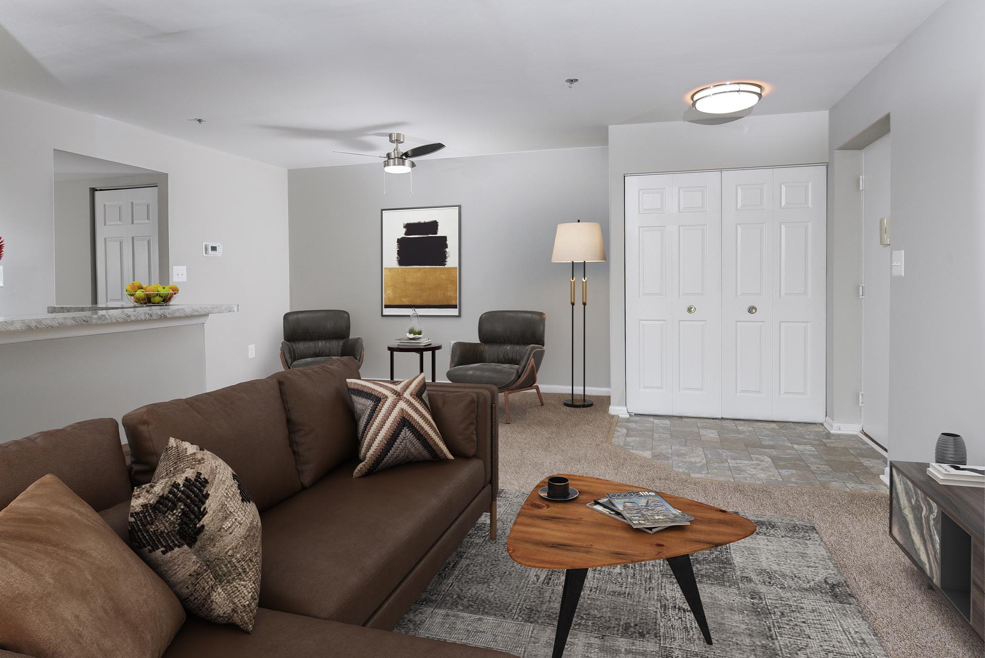 Model living room at Yorkshire Apartments, Silver Spring, Maryland