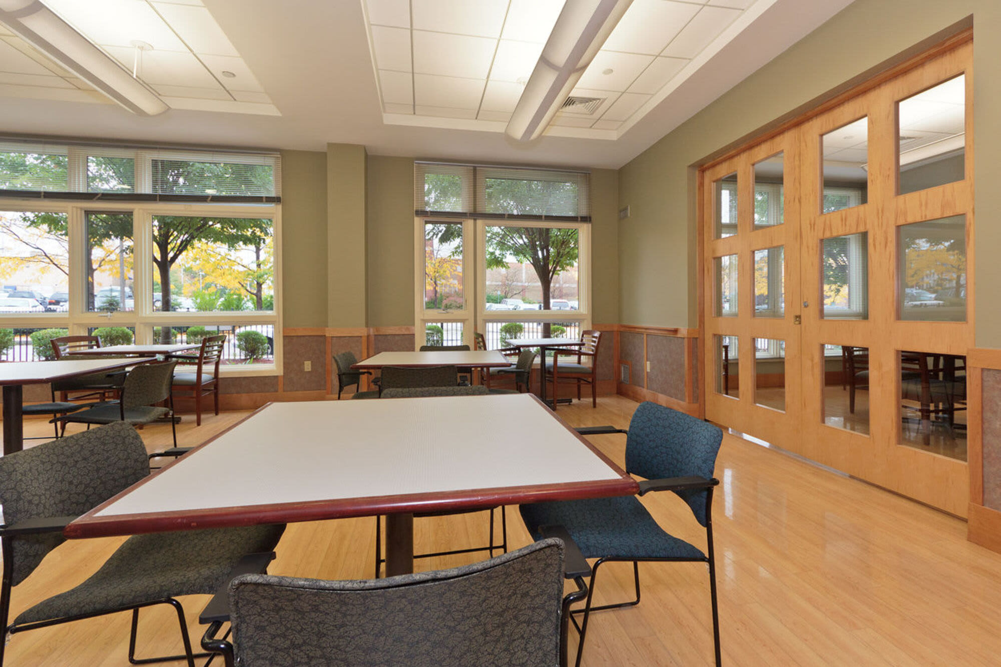Community dining area at Julia Martin House in Jamaica Plain, Massachusetts