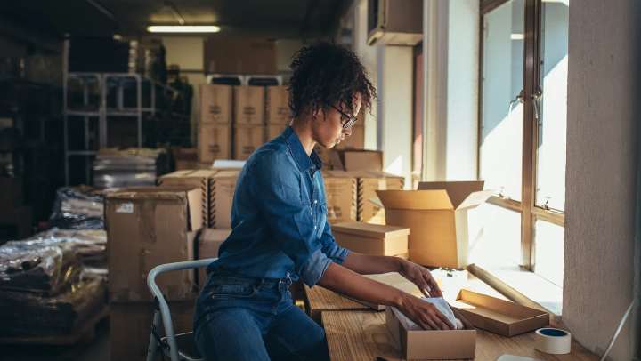 Woman organizing business files