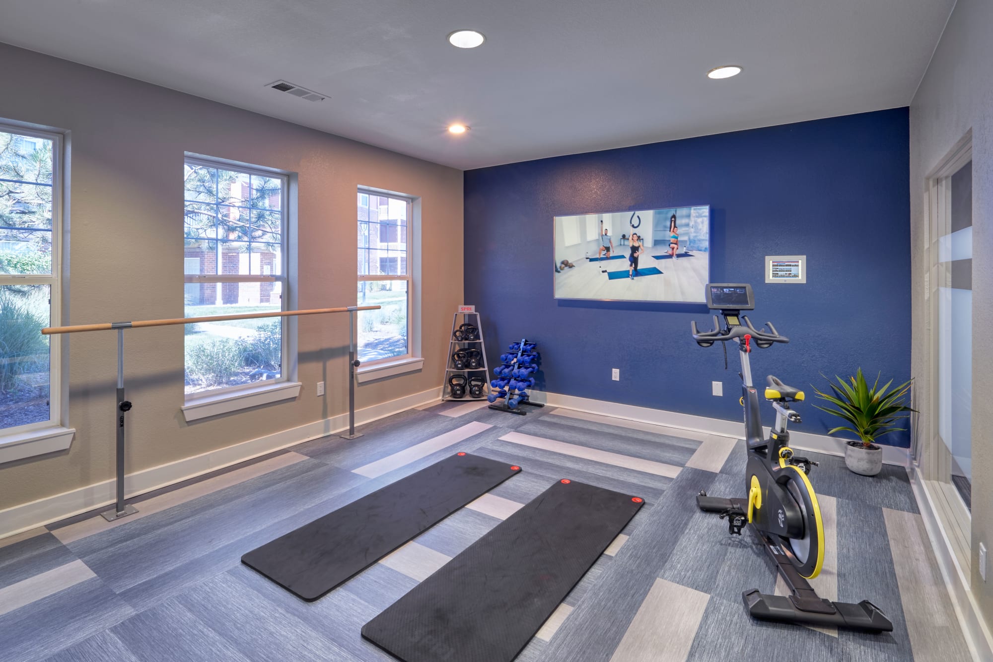 Fitness on demand room at Bear Valley Park in Denver, Colorado