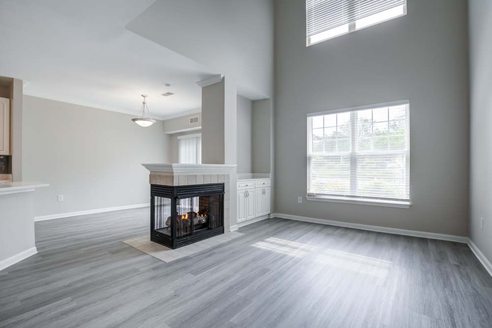 Unfurnished living room at The Residences at Waterstone in Pikesville, Maryland