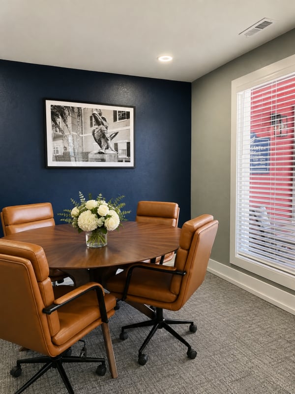 Business center meeting room for study groups at Hawks Pointe in Lawrence, Kansas