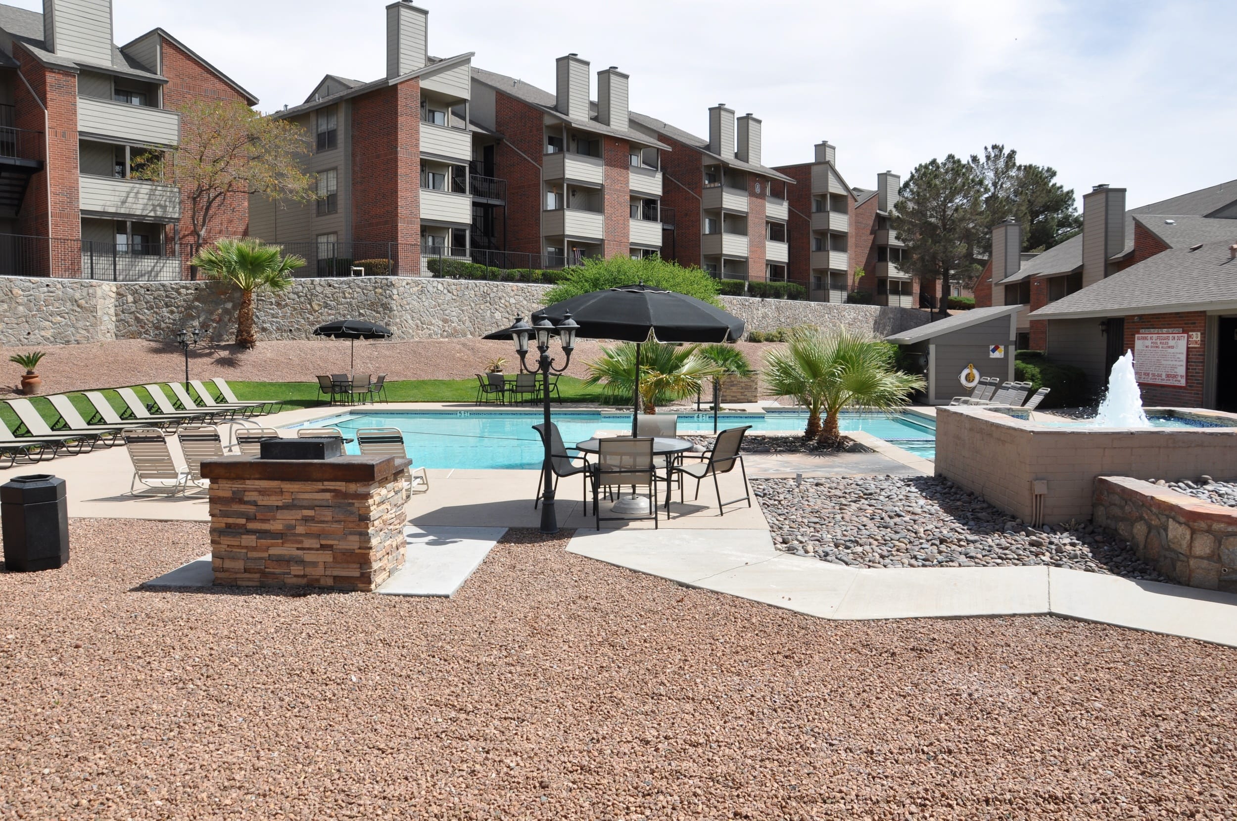 Swimming pool view at apartments in El Paso