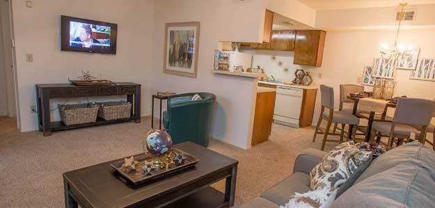 Model Living Room at our apartments available in Oklahoma City, OK