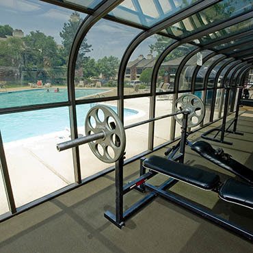 Our well equipped fitness center at Warrington Apartments