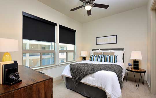 A stylish and comfortable bedroom at 422 At The Lake