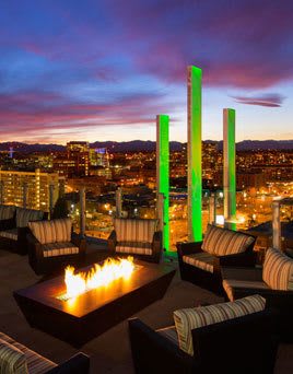 Private rooftop fire pit and outdoor kitchen at 2020 Lawrence