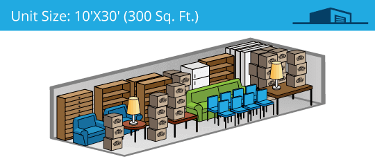 10x30 foot self storage unit