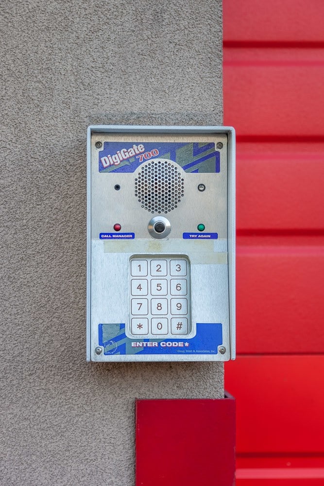 Exterior self storage keypad at Roosevelt Self Storage in Seattle, Washington.