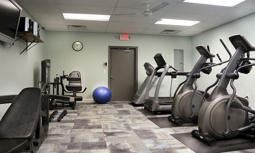 Fitness center and other amenities at apartments in York, PA.
