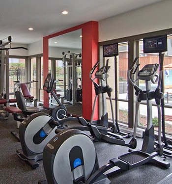 Fitness center and other amenities at apartments in Lexington, KY.