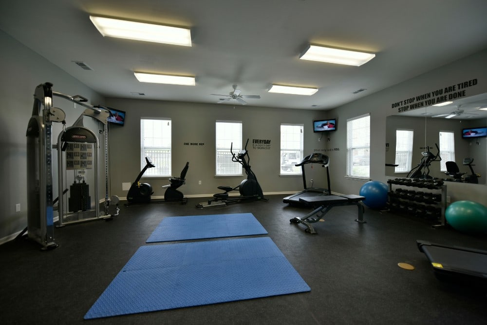 Fitness center at Overlook Apartments