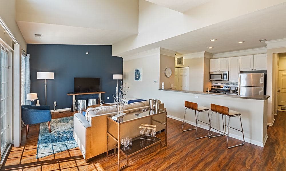 Beautiful living room at The Docks in Pittsburgh, PA