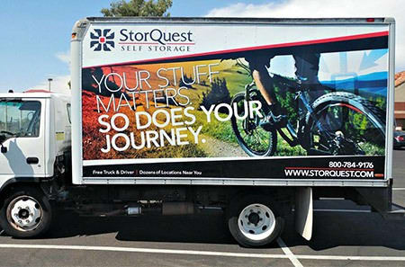 Moving truck and driver at Denver self storage
