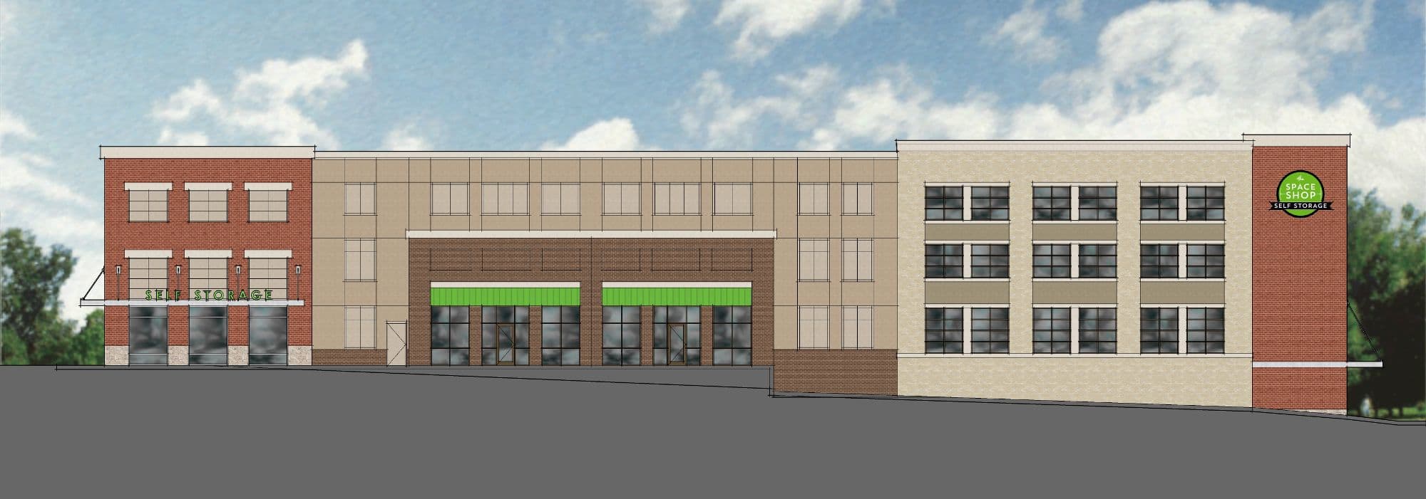 Exterior shot of Space Shop Self Storage in Atlanta