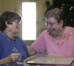senior living residents playing games in Long Grove