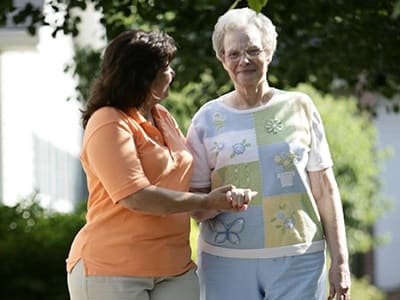 senior living resident and nurse in Aiken