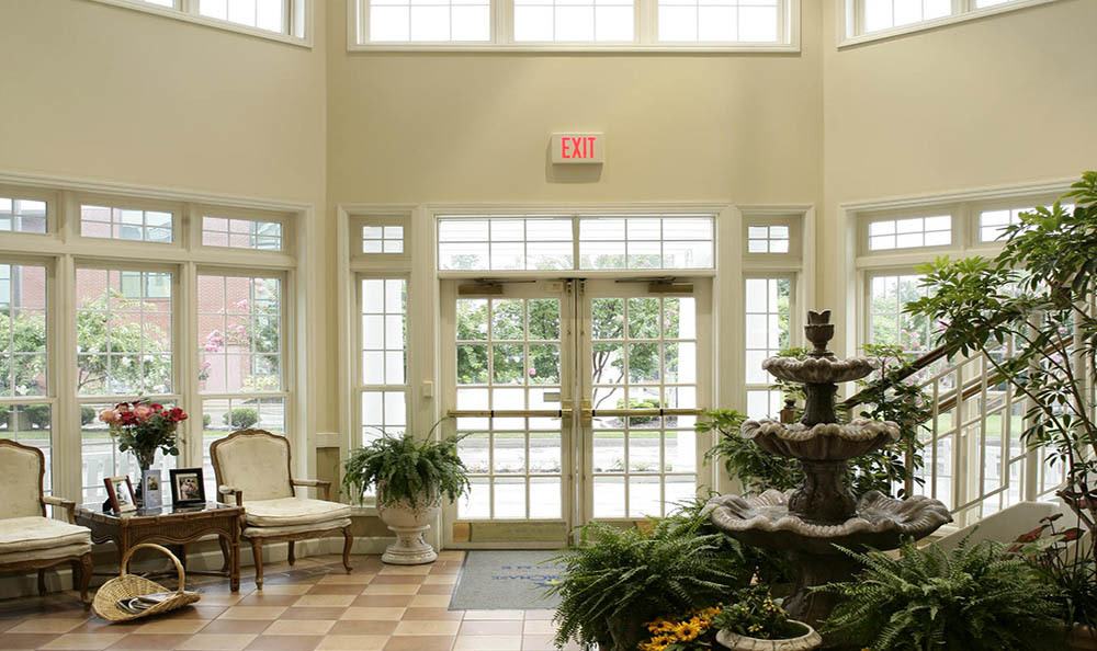 Our gorgeous entryway makes every entrance into our senior living facility in Huntsville grand