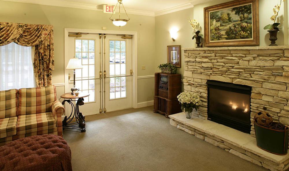 Relax by the fire our in Tallahassee senior living facility