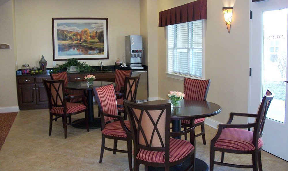 Grab some coffee and a chat at our Plainfield senior living facility