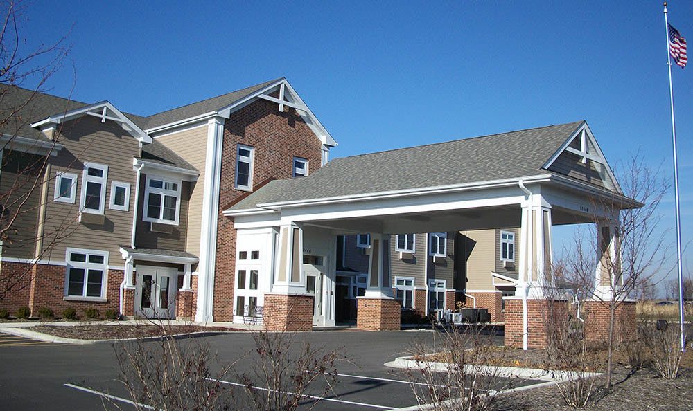 Entrance to our senior living facility in Plainfield