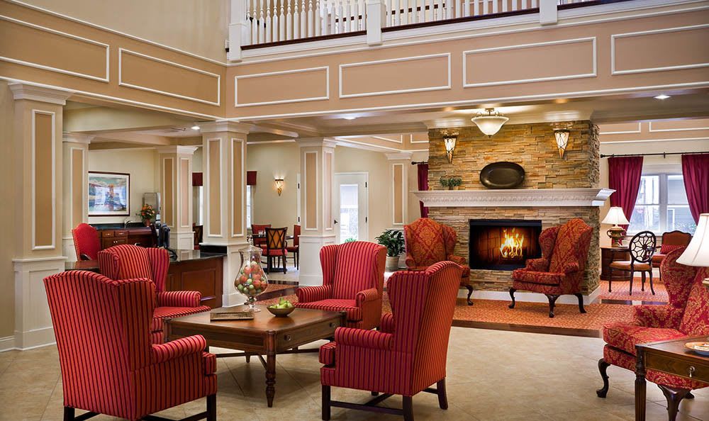 Relax in our Plainfield senior living facility foyer