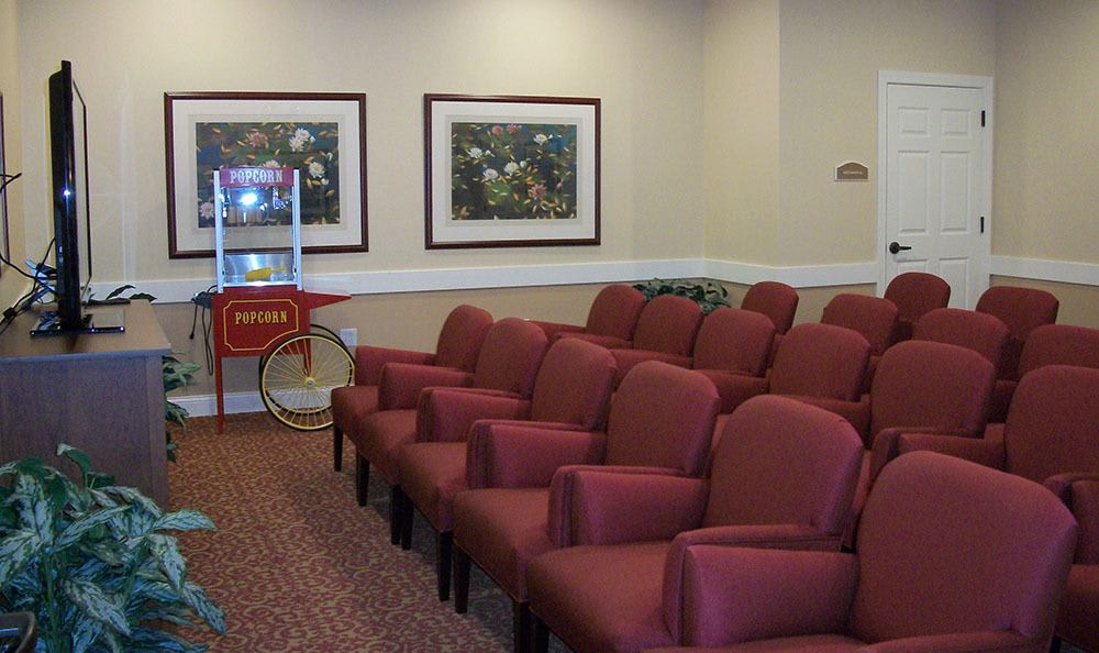 Catch your favorite flick at our Plainfield senior living facility theater