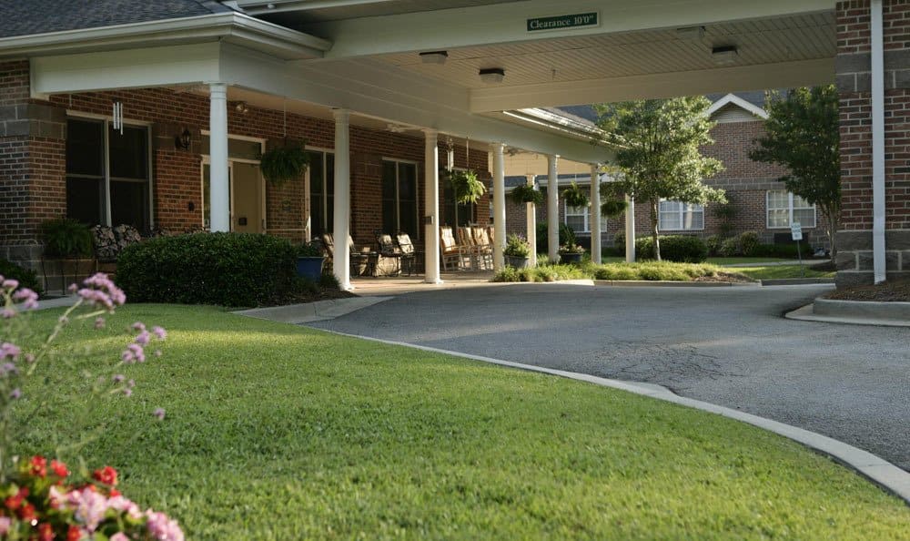 Beautiful landscaping surrounds our Columbia senior living facility