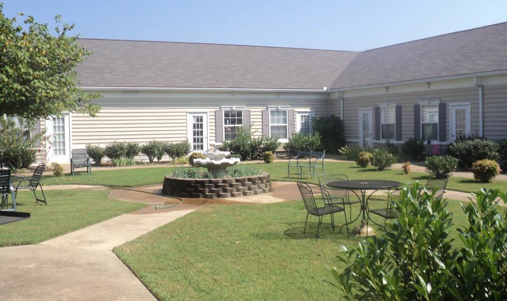 Beautiful courtyard to relax at in our Jasper senior living facility