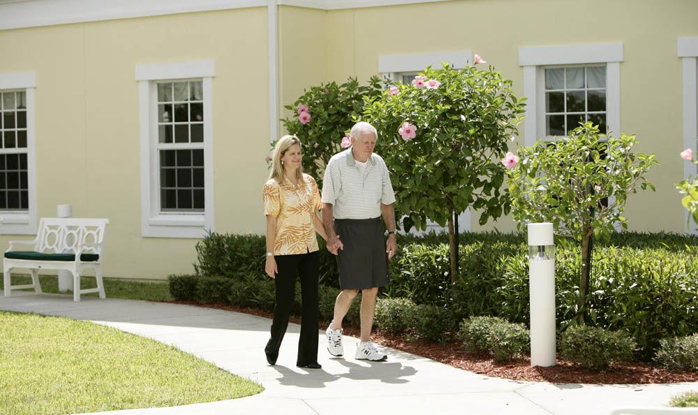 Enjoy our beautiful landscaping as you travel around our senior living facility in Vero Beach
