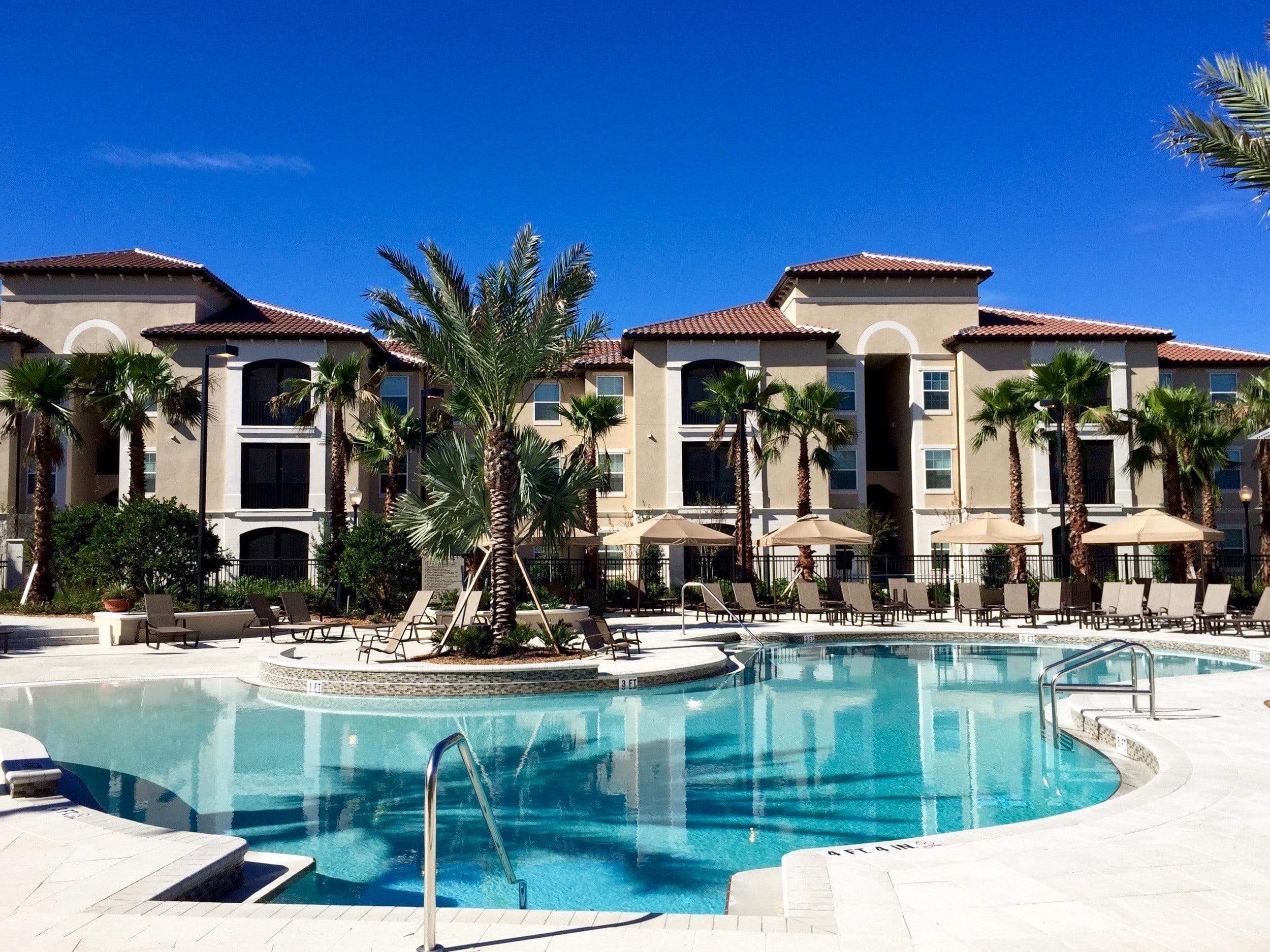 Our beautiful resort style, zero edge swimming pool at Douglas Grand at Westside in Kissimmee