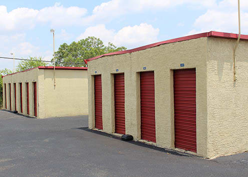 Exterior view of units at Maximum Mini Storage Pat Booker in Universal City, Texas