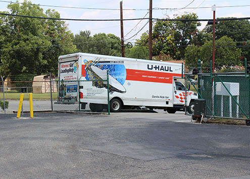 Moving truck at Maximum Mini Storage Pat Booker in Universal City, Texas