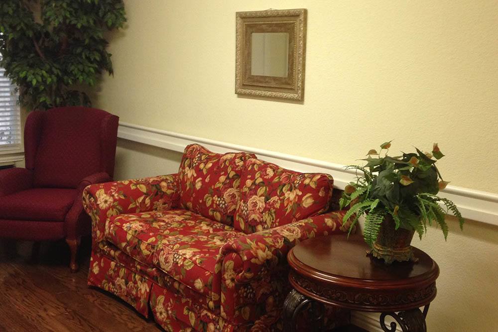 Loveseat and chair at our assisted living facility in Highland Village, TX