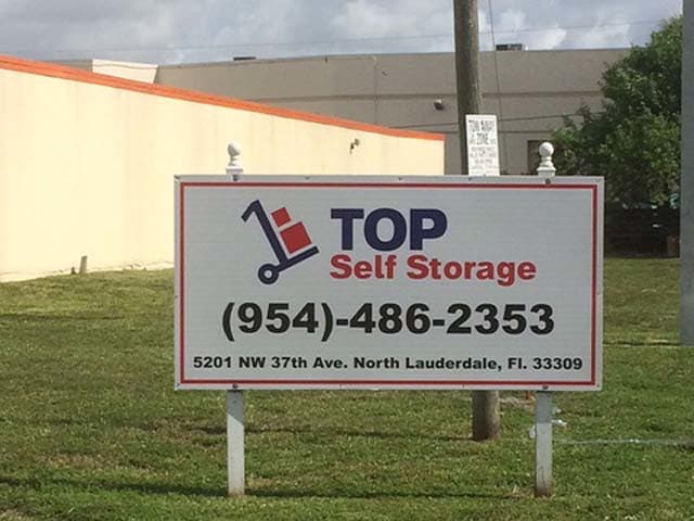Monument sign at Top Self Storage - North Lauderdale in Tamarac, Florida